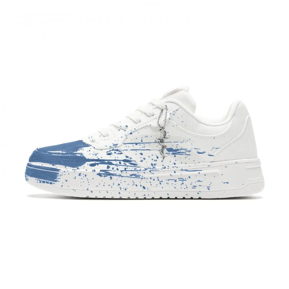 Anta Relaxed Wear resistant And Lightweight Low top Skateboard Shoes Unisex White Blue