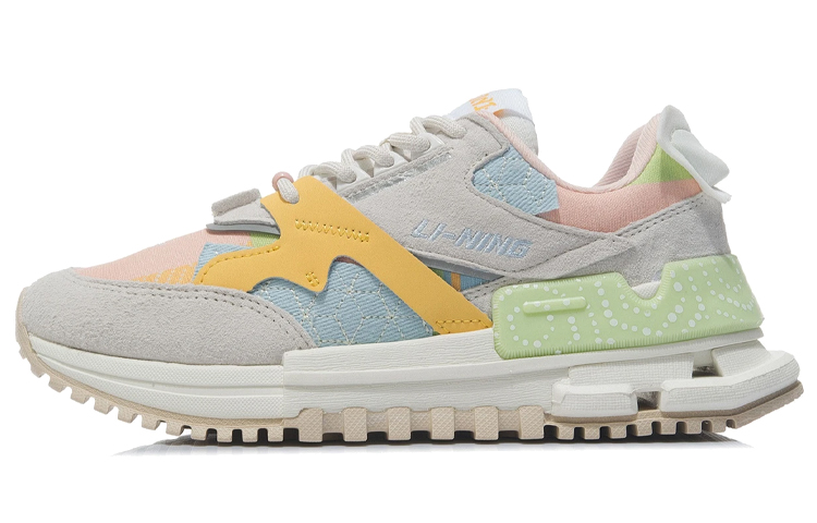 LiNing 001 Running Shoes Women's Low-Top Mist White/Milk Orange Yellow