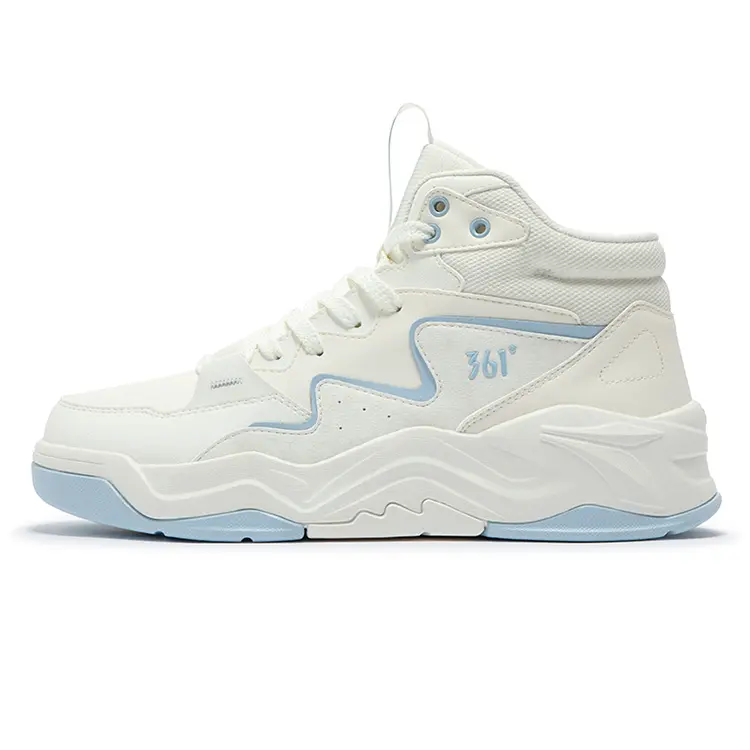 361° Slip Resistant Cushioning Mid Top Skateboard Shoes Men's White Blue
