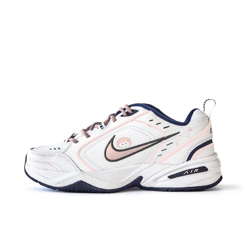 Nike Air Monarch 4 Anti Slip Wear Resistant Low Top Chunky Sneakers Unisex White Pink