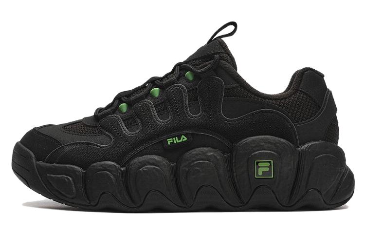 FILA Croissant Cushioned Slip-Resistant Low-Top Chunky Sneakers Men's Black Fleece-Lined