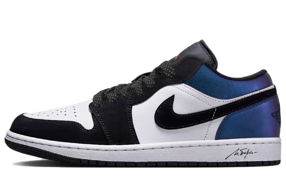 Jordan Air Jordan 1 Wear resistant And Lightweight Low Top Vintage Basketball Shoes Unisex Black Purple Blue