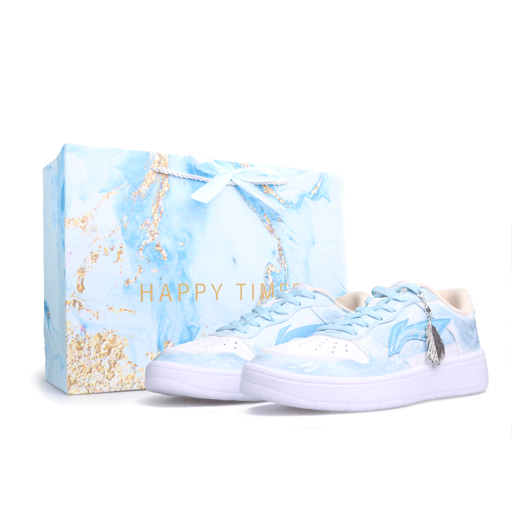 LiNing Pontoon Boats Slip Resistant, Abrasion Resistant, Lightweight Low Top Skateboard Shoes Unisex Light Blue