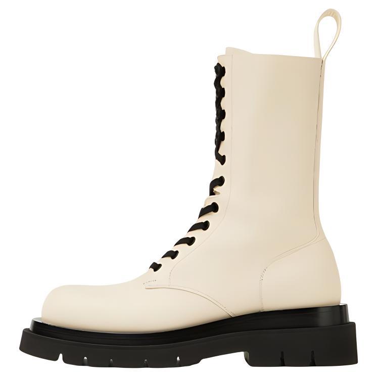 Bottega Veneta Lug Short Mid Calf Ankle Boots Women's Sea Salt Color