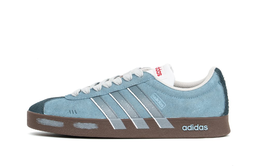 Adidas VL COURT 2.0 Abrasion Resistant Low Top Skateboard Shoes Unisex Black Blue