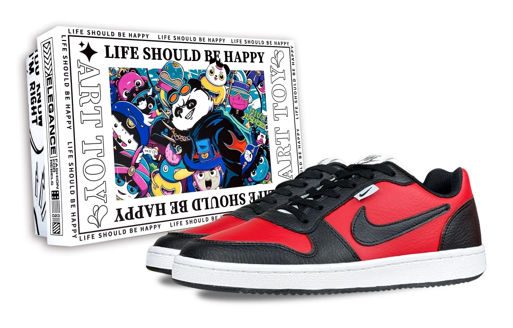 Nike EBERNON Bulls, Trendy Toy, Box Abrasion Resistant Low top Skateboard Shoes Men's Black Red