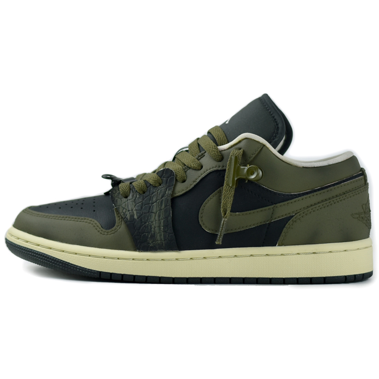 Jordan Air Jordan 1 Slip-Resistant Low-Top Vintage Basketball Shoes Women's Olive Green