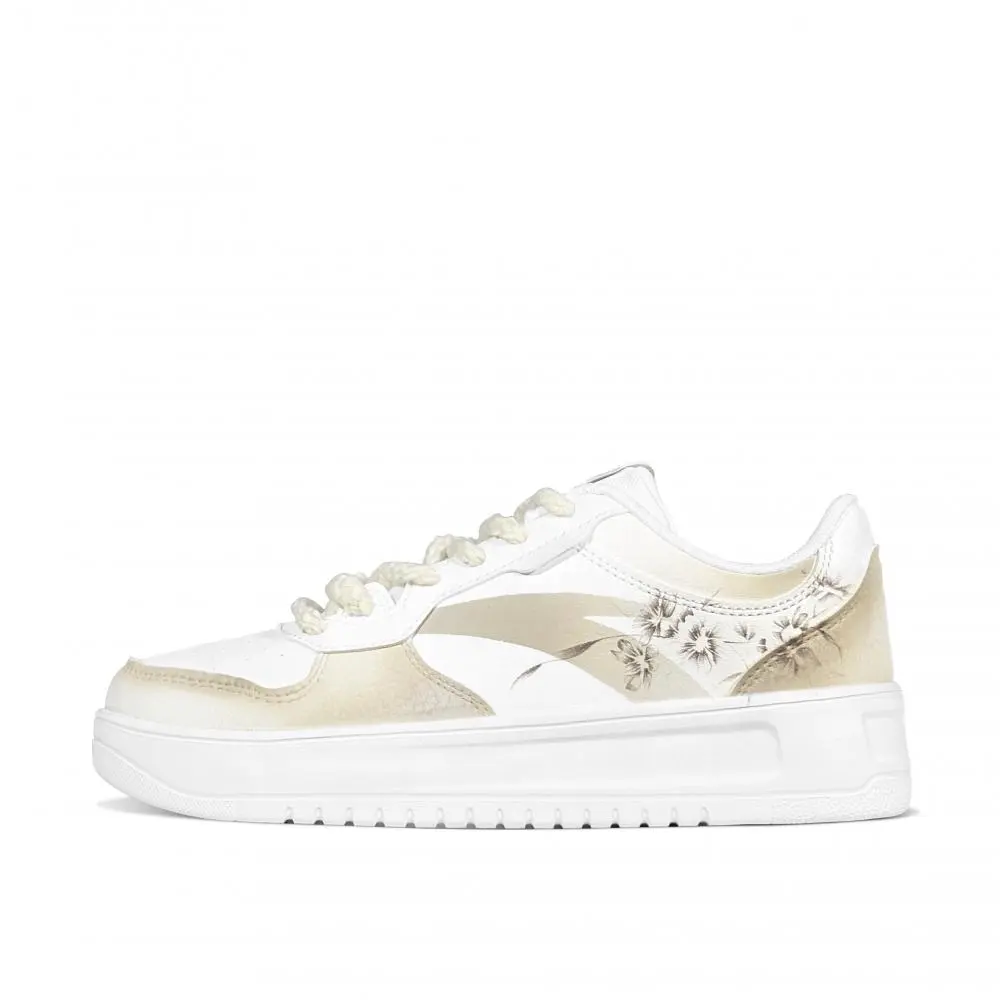 Anta Relaxed Abrasion Resistant Lightweight Slip Resistant Low Top Skateboard Shoes Women's White Brown