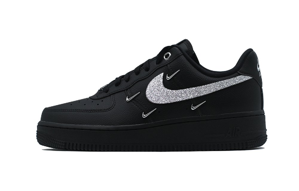 Nike Air Force 1 Sparkling Phantom Anti Slip Wear Resistant Low Top Skateboard Shoes Women's Black Silver