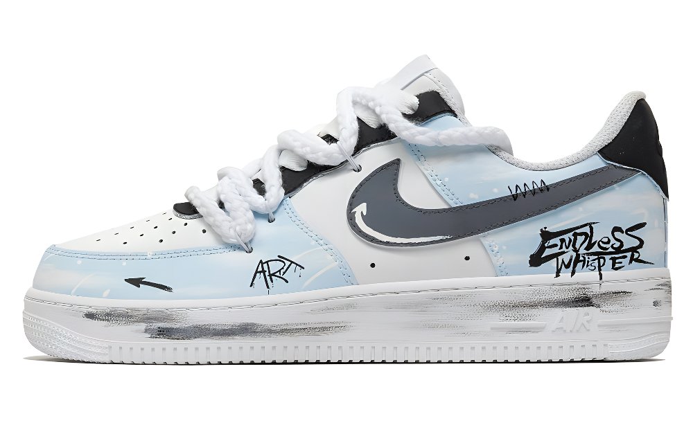 Nike Air Force 1 Bruce Abrasion Resistant Low Top Skateboard Shoes Men's White Blue