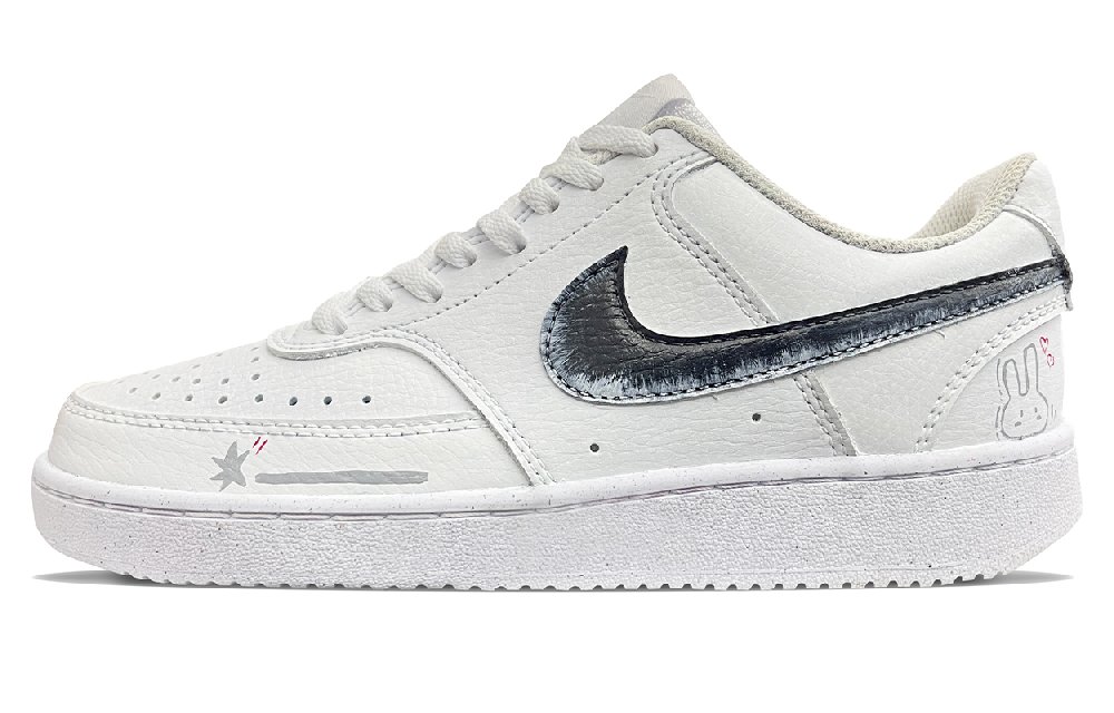 Nike Court Vision Low Abrasion Resistant Low Top Skateboard Shoes Unisex Black White