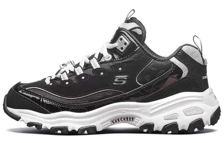 Skechers D'Lites Running Shoes Black/White/Gray Women's