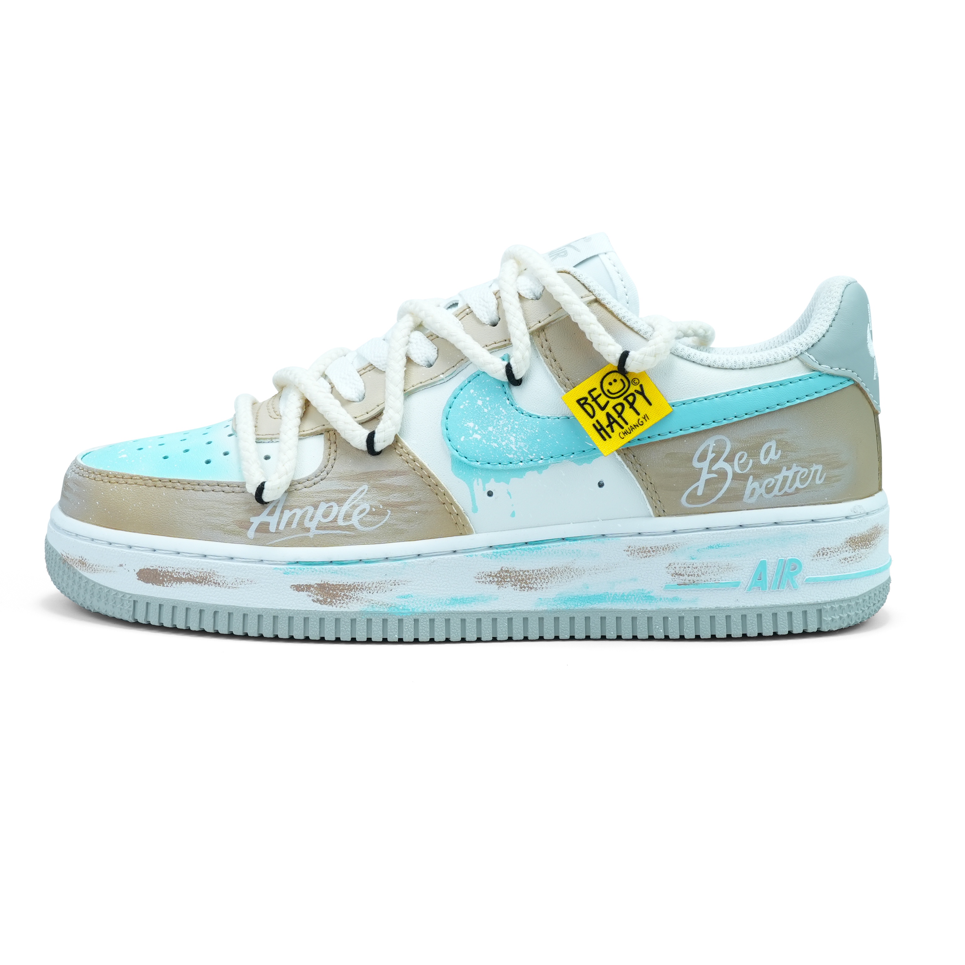 Nike Air Force 1 Air Force 1 Abrasion Resistant Low top Skateboard Shoes Unisex Khaki Blue