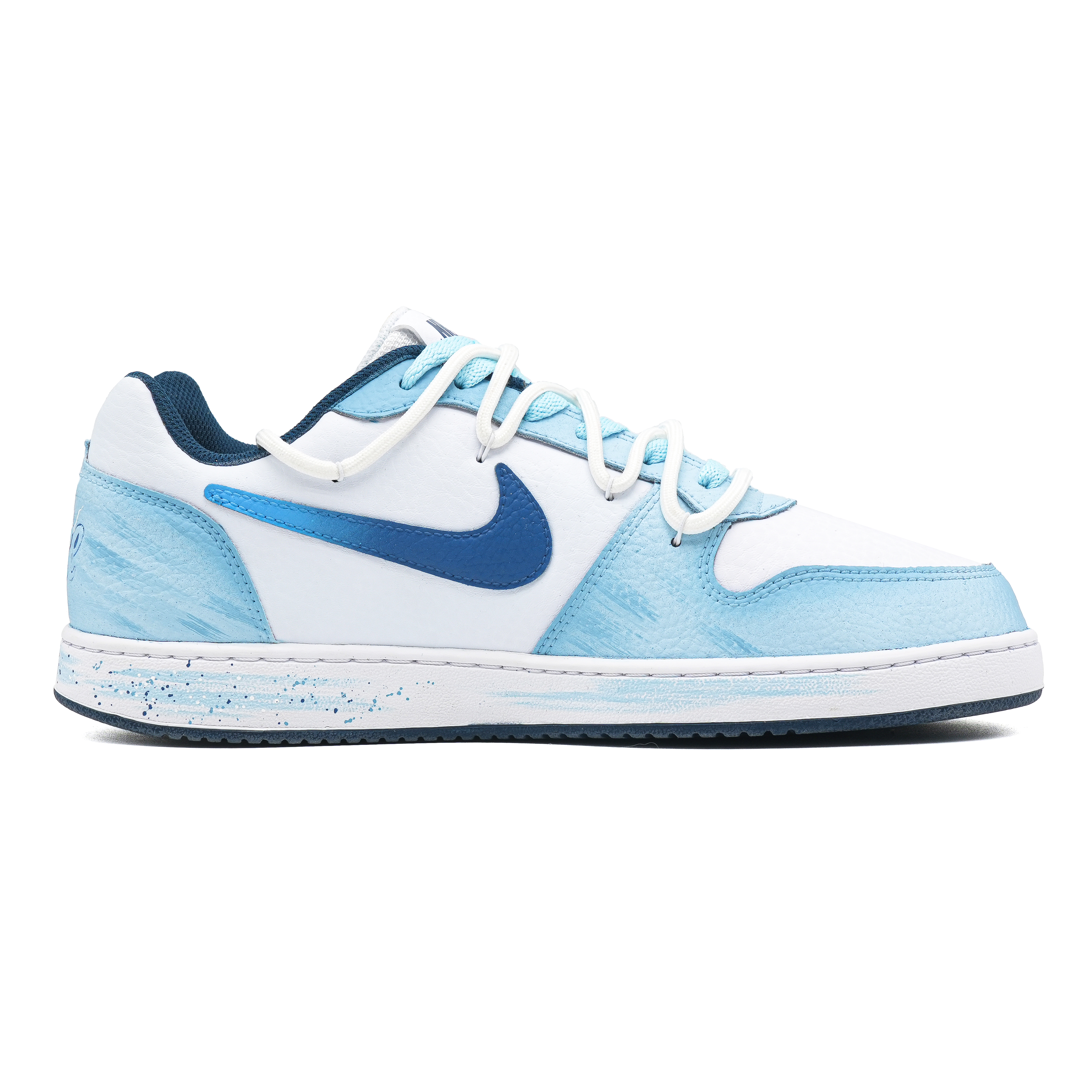 Nike EBERNON Ice Crack Coverage Abrasion Resistant Low top Skateboard Shoes Men's White Blue
