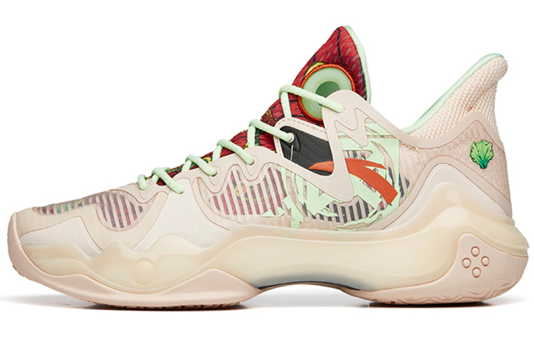 Anta Shock Wave 4 Wear-Resistant Slip-Resistant Low-Top Performance Basketball Shoes Men's Brown Green