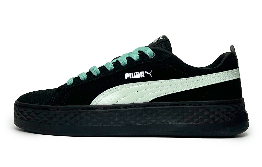 PUMA Smash Platform Low Top Skateboard Shoes Women's Green Black