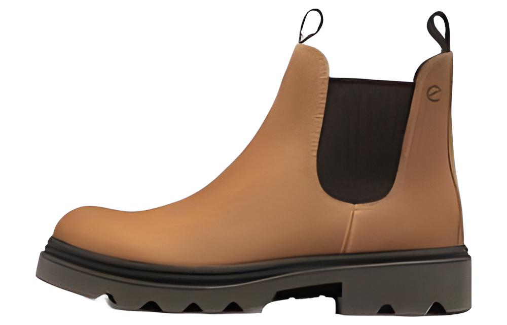 Ecco Leather New Collection Short Chelsea Boots Men's Amber Brown