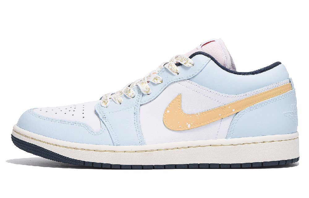 Jordan Air Jordan 1 Anti-Slip And Wear-Resistant Coverage Low-Top Vintage Basketball Shoes Men's Sky Blue