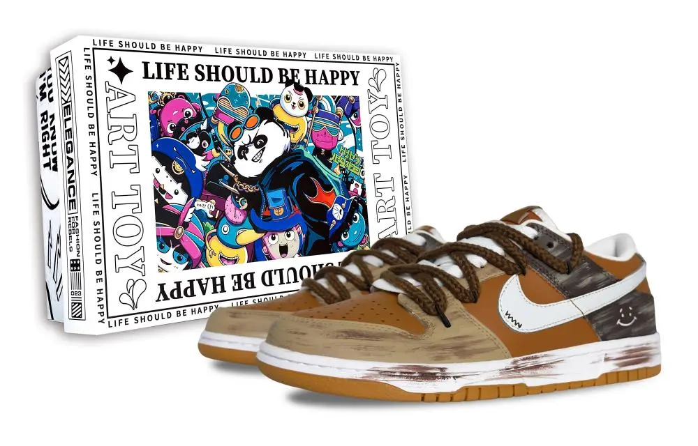 Nike Dunk Mocha Estate, Trendy Toy Box Abrasion Resistant Low top Skateboard Shoes Unisex White Brown