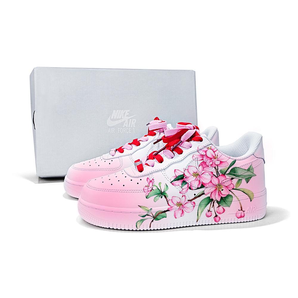 Nike Air Force 1 Anti-Slip Wear-Resistant Lightweight Breathable Low-Top Skateboard Shoes Women's White Pink