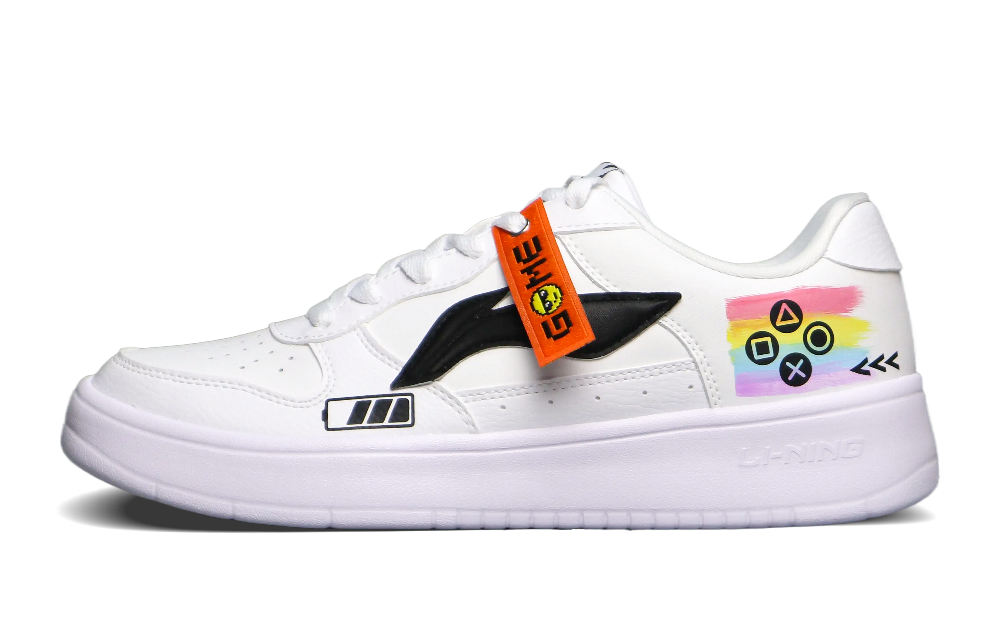LiNing Pontoon Boats Anti-Slip And Wear-Resistant Breathable Low-Top Skateboard Shoes Men's White Black