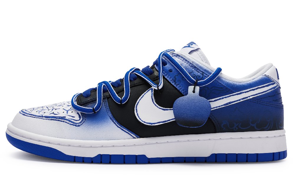 Nike Dunk Anti-Slip Wear-Resistant Low-Top Skateboard Shoes Men's Blue White Black