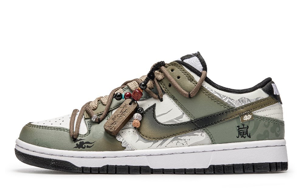 Nike Dunk Cyan Lanying Evening Slip-Resistant Low-Top Skateboard Shoes Unisex Army Green