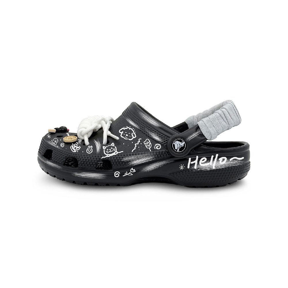 Crocs Classic Clog Happy Graffiti, Black Clogs Unisex Black