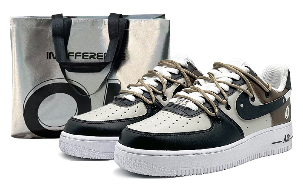 Nike Air Force 1 Anti-Slip Wear-Resistant Low-Top Skateboard Shoes Men's Black Brown