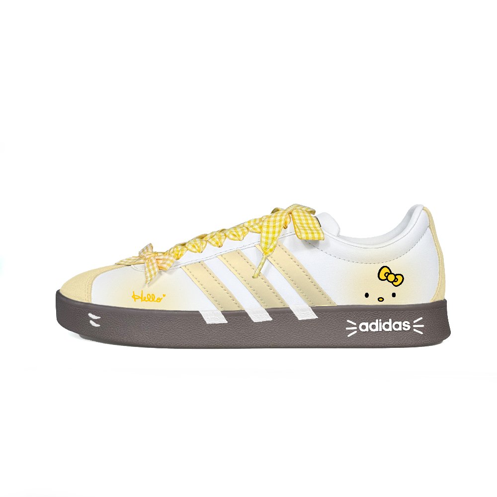 Adidas VL COURT 2.0 Energetic Kitten Abrasion Resistant Low Top Skateboard Shoes Unisex Yellow