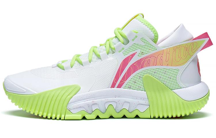 LINING Badfive 2 Low Basketball Shoes Men Low Top Standard White/Neon Yellow Green