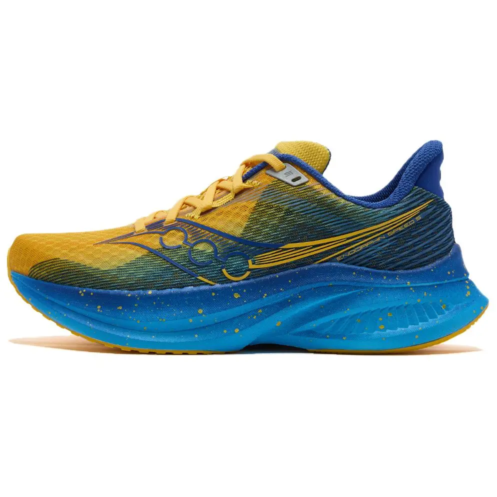 Saucony Endorphin Speed 5 Abrasion Resistant Low Top Marathon Running Shoes Unisex Yellow Blue