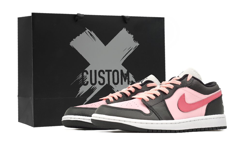 Jordan Air Jordan 1 Pink Dark Chocolate Strawberry Sweetheart Low Top Vintage Basketball Shoes Women's Pink