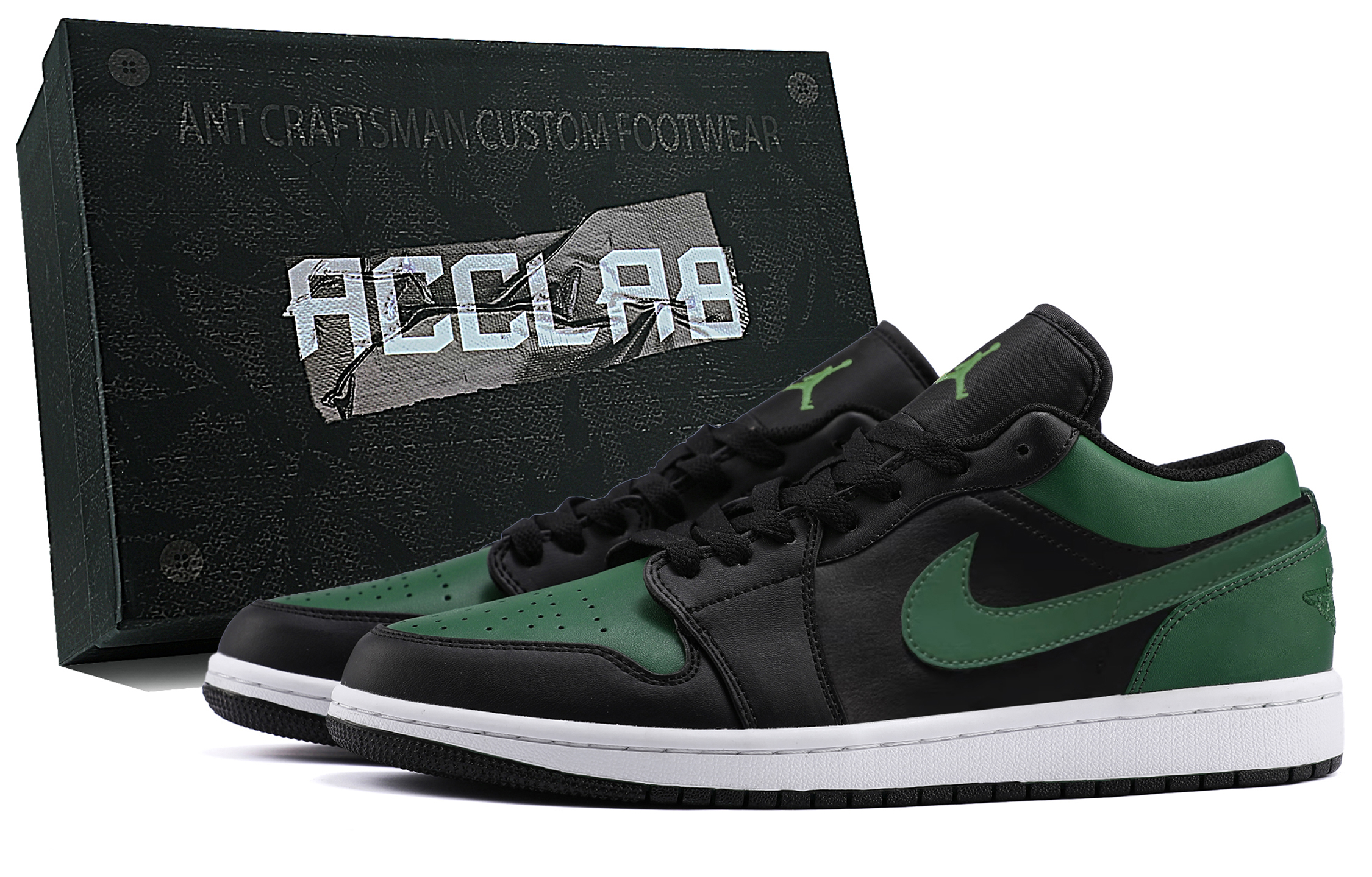 Jordan Air Jordan 1 Wear resistant And Lightweight Low Top Vintage Basketball Shoes Unisex Black Green