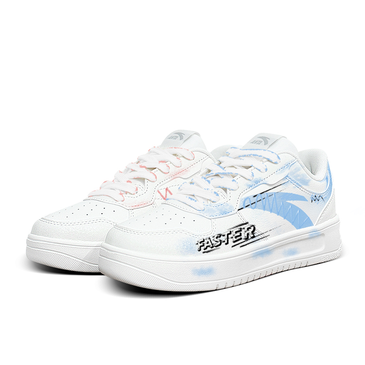 Anta Relaxed Anti Slip Wear Resistant Low Top Skateboard Shoes Unisex Blue Red Mismatched