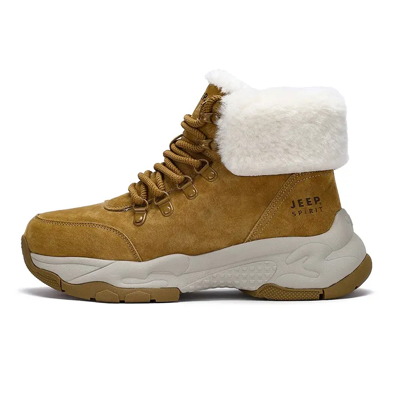 JEEP SPIRIT Thermal Abrasion Resistant Cushioning Height Increasing Short Snow Boots Men's Yellow Brown