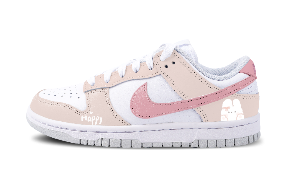 Nike Dunk Anti-Slip Wear-Resistant Low-Top Skateboard Shoes Women's Pink White