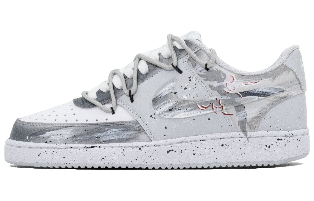 Nike Court Vision Feather Breaks The Wind Abrasion Resistant Low Top Skateboard Shoes Men's White Gray