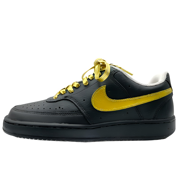 Nike Court Vision 1 Dark Gold Abrasion Resistant Low Top Skateboard Shoes Men's Black Gold