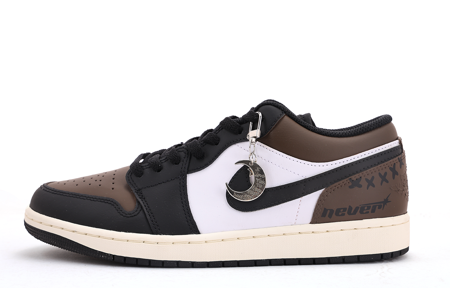 Jordan Air Jordan 1 Abrasion Resistant Coverage Low top Vintage Basketball Shoes Men's Black Brown