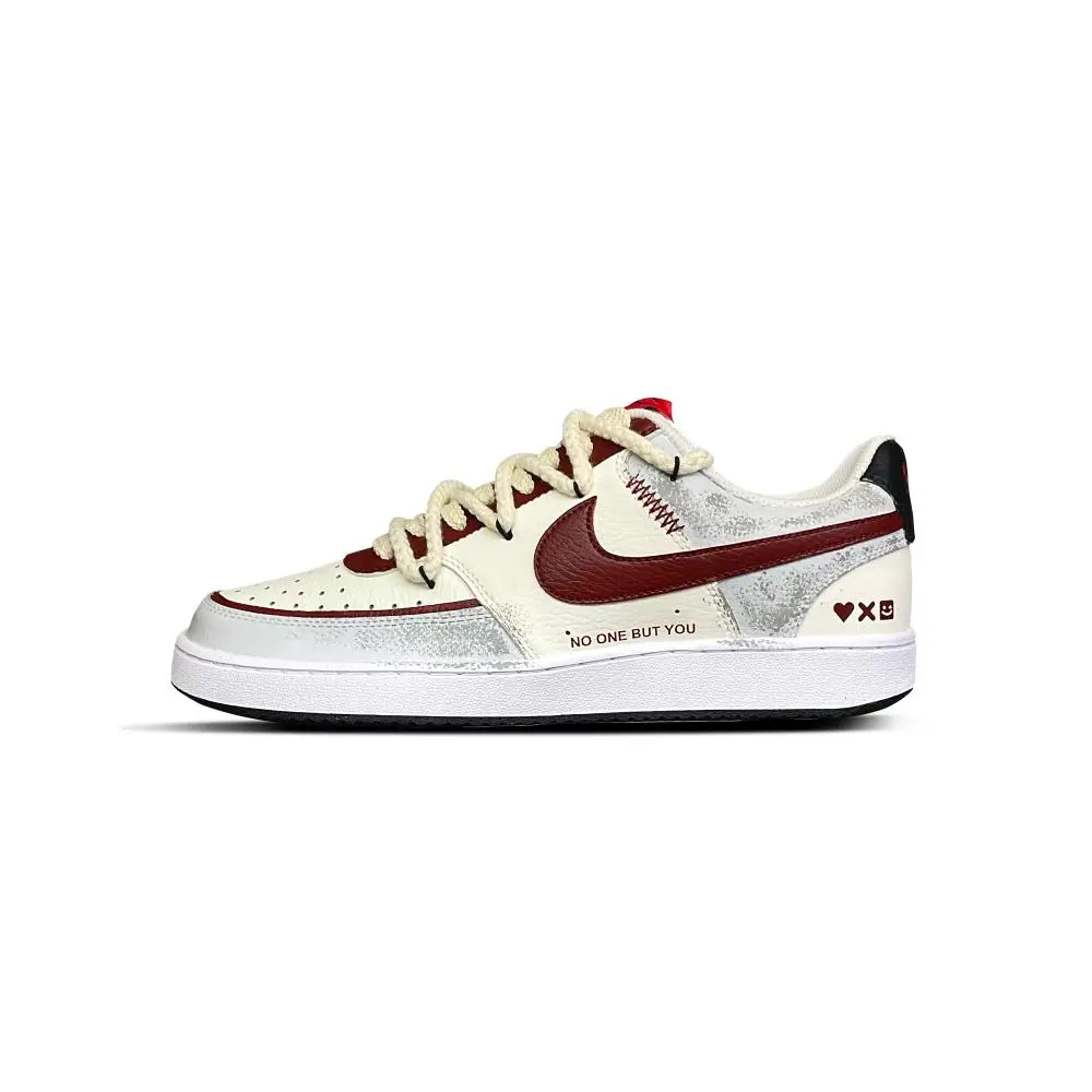 Nike Court Vision 1 Tower Rabbit Cushioning, Wear Resistant Low Top Skateboard Shoes Men's Black Red