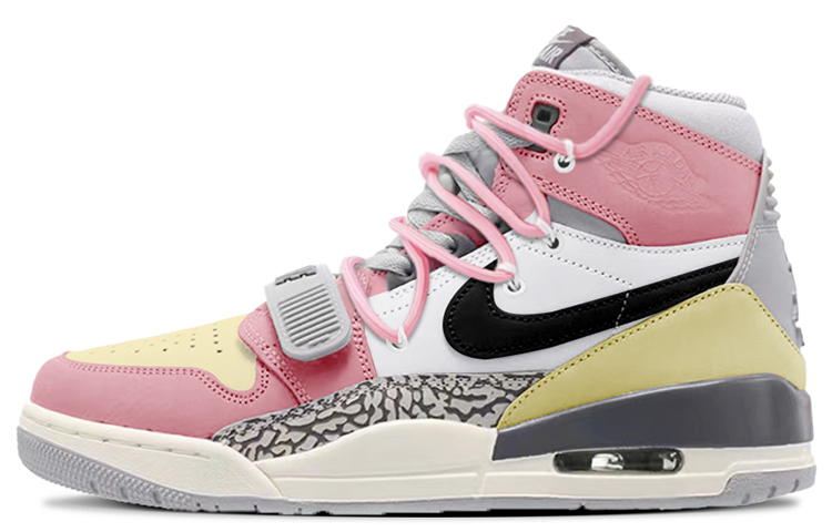 Jordan Legacy 312 High Top Vintage Basketball Shoes Men's Pink White Gray