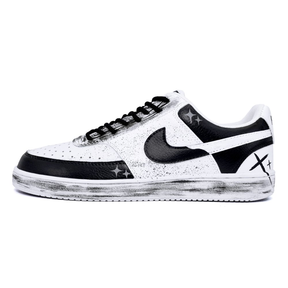 Nike Court Vision 1 Mafia Night Anti Slip Wear Resistant Low Top Skateboard Shoes Unisex Black White