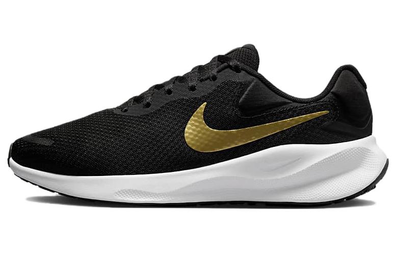 Nike Revolution 7 Black White Metallic Gold Women's