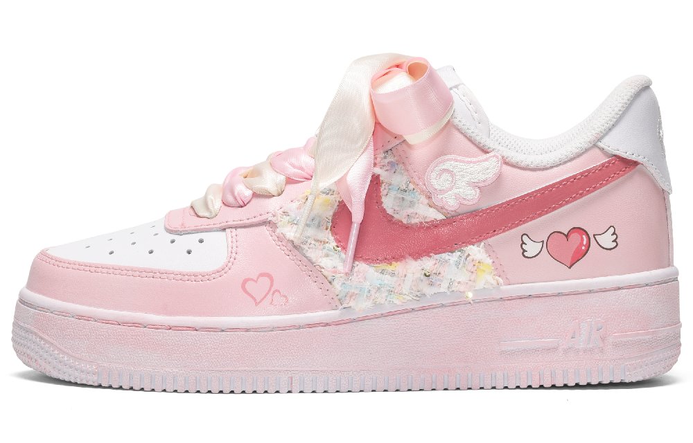 Nike Air Force 1 CUS ID Chanel-Inspired Low-Top Skateboard Shoes Women's Pink White