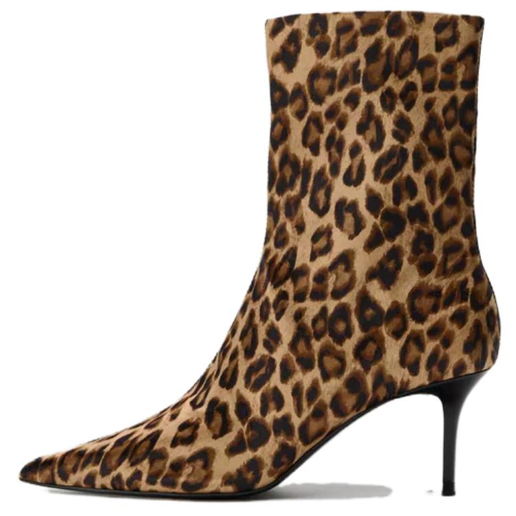 ZARA Ankle Boots Women's Leopard Print