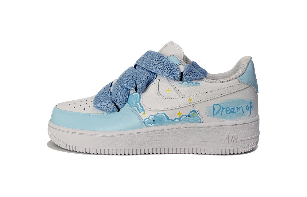 Nike Air Force 1 Skateboard Shoes Women's Low-Top White Blue