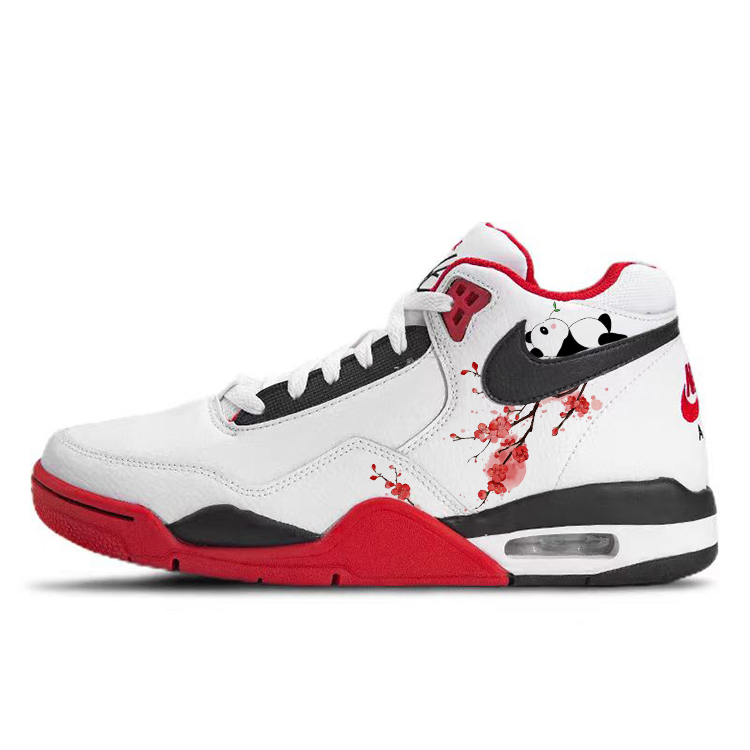 Nike Flight Legacy Anti Slip Wear Resistant High Top Vintage Basketball Shoes Men's Red White