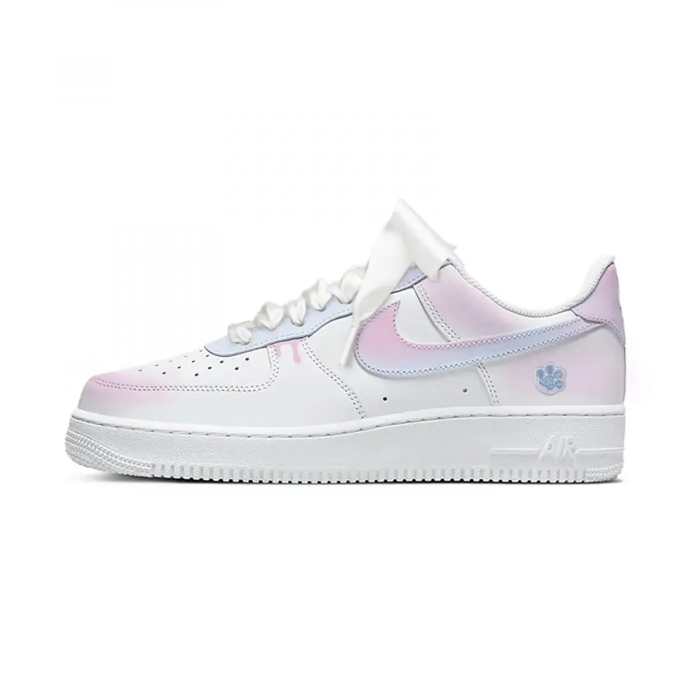 Nike Air Force 1 Glacier Sweetheart Abrasion Resistant Low top Skateboard Shoes Women's Pink Blue
