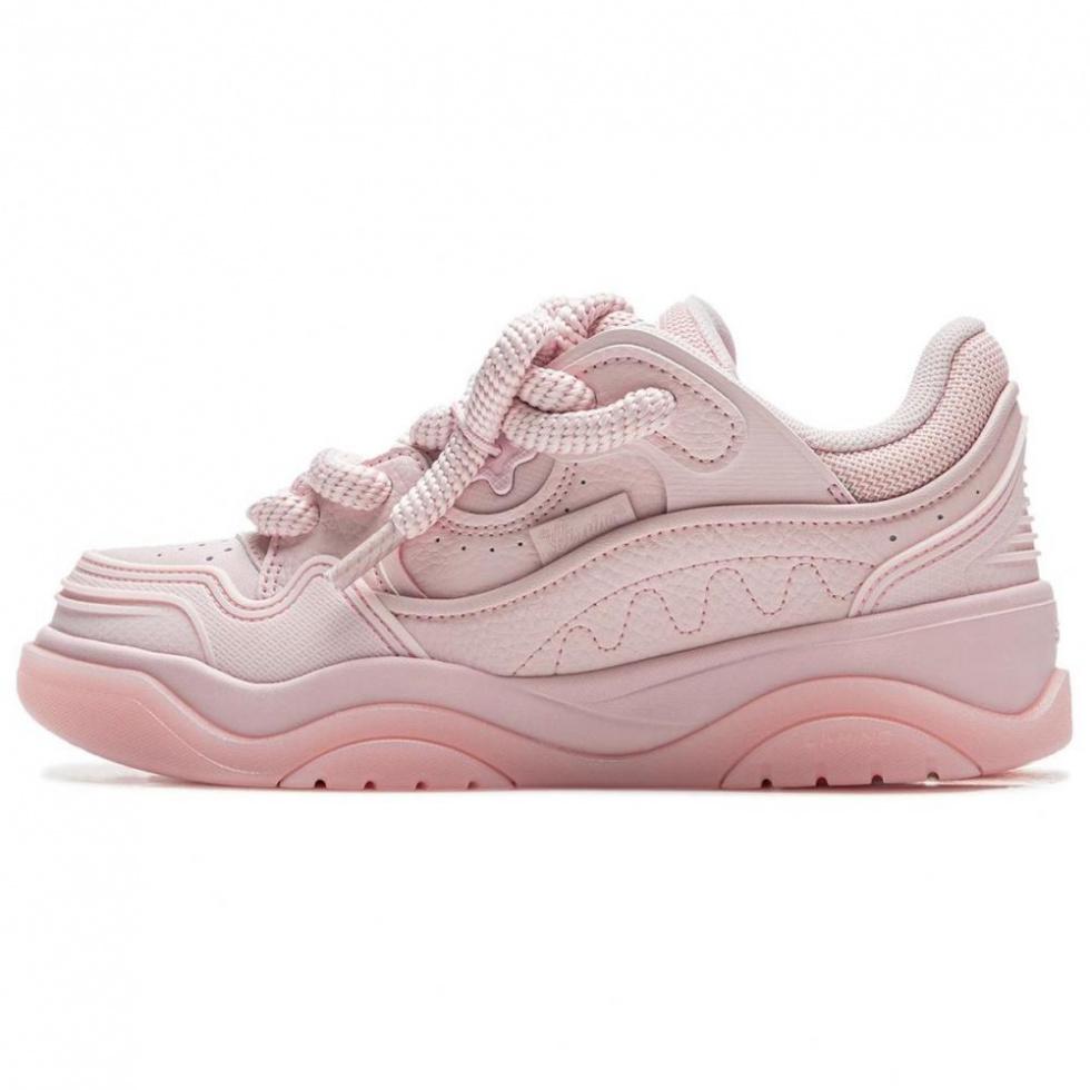 LiNing Zhi Cheng 2.0 Cushioning Breathable Height Increasing Low Top Skateboard Shoes Women's Pink